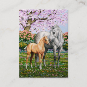 Tarjeta De Visita Palomino Foal y Gray Horse