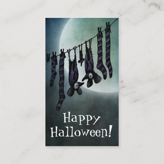Tarjeta De Visita Palos divertidos de Halloween de la Luna Llena (Reverso)