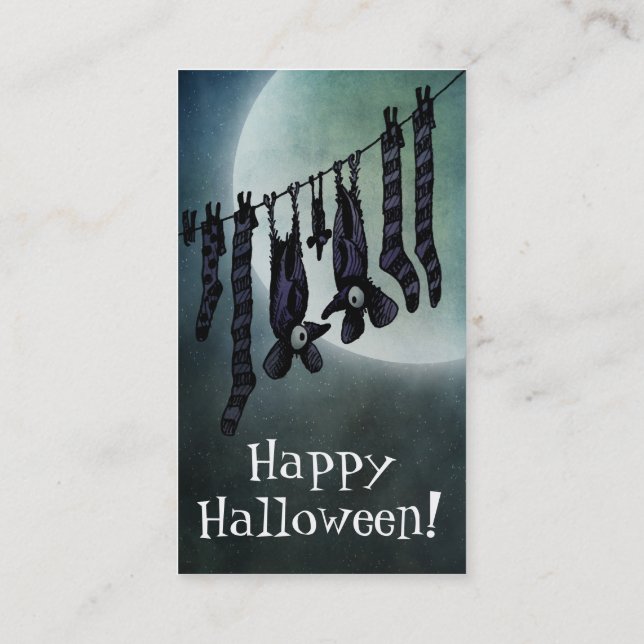 Tarjeta De Visita Palos divertidos de Halloween de la Luna Llena (Reverso)