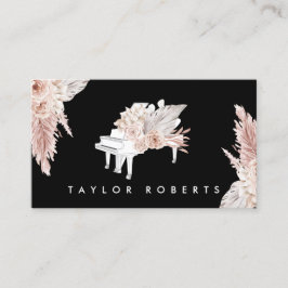 Tarjeta De Visita pampas grass boho flores piano business card