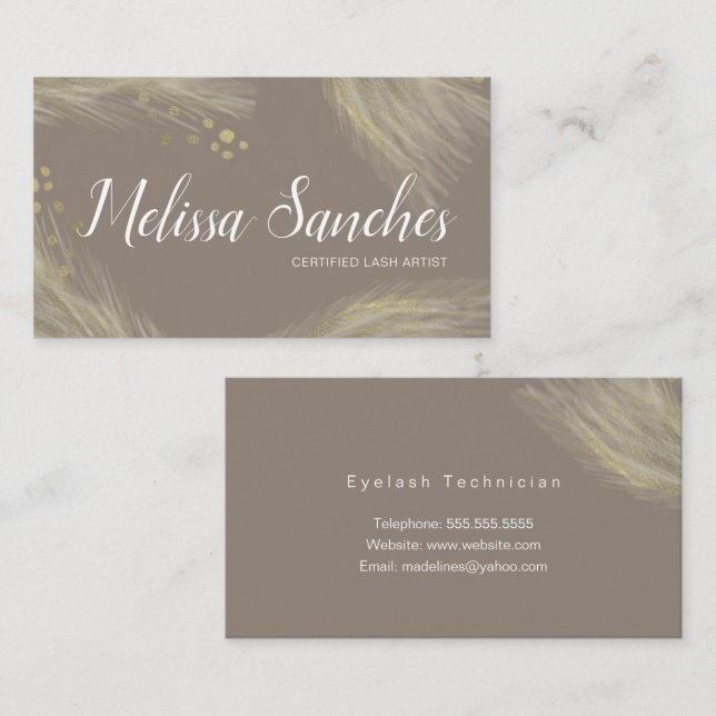 Tarjeta De Visita Pampas Orgánico Moderno Natural Oro (Anverso / Reverso)