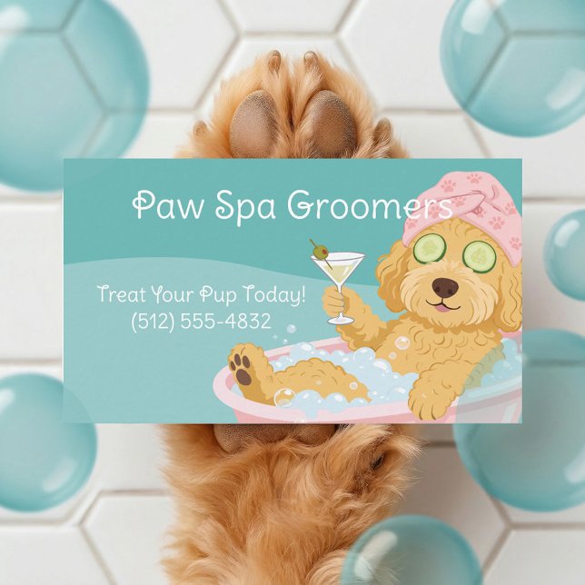 Tarjeta De Visita Pampered Pet Dog Spa Groomer Professional Stylist  (Pampered Pet Dog Spa Groomer Professional Stylist Business Card (Front))