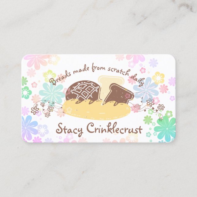 Tarjeta De Visita Pan casero panadería flores tiernas (Anverso)