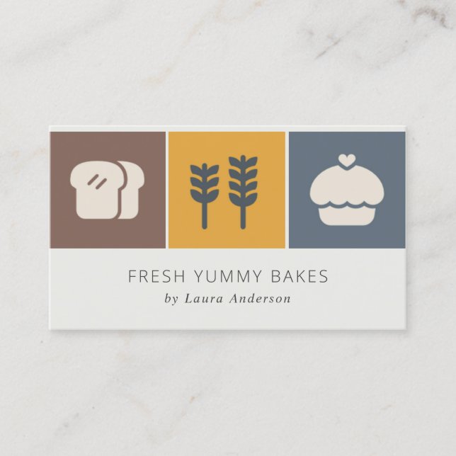 Tarjeta De Visita Pan De Trigo De Muffin Pan Ochre Gray Gray Chef Ba (Anverso)