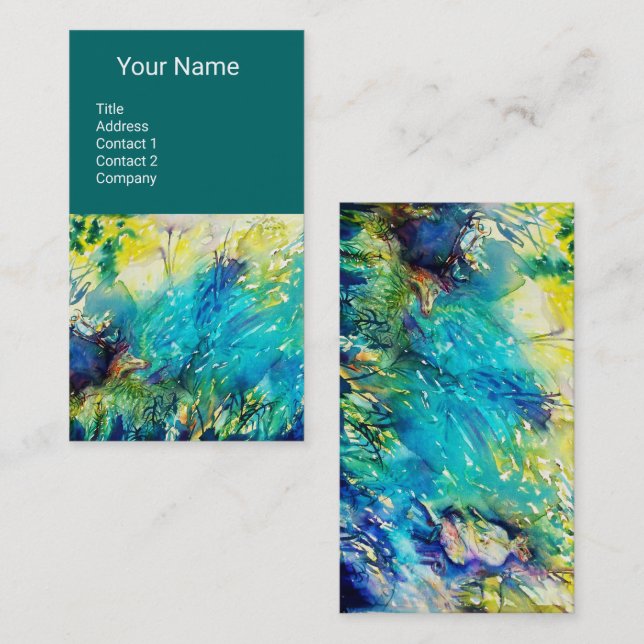 TARJETA DE VISITA PAN JUGANDO FLUTE Y CERVEZA EN TIERRA VERDE (Anverso / Reverso)