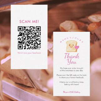 Tarjeta De Visita Pan Kawaii Rosa Deja una reseña Código QR