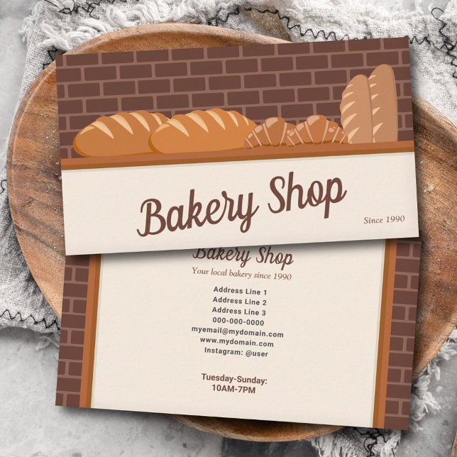 Tarjeta De Visita Pan y croissant - Panadería (Bread & Croissant - Bakery Shop Business Card)