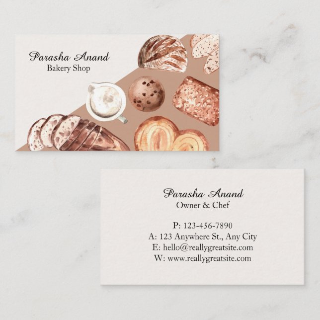 Tarjeta De Visita Panadería acuarela (Anverso / Reverso)
