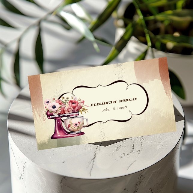 Tarjeta De Visita Panadería acuarela Polvo Mezclador Retro Rojo Flor (Subido por el creador)