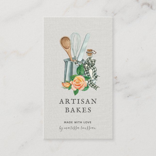 Tarjeta De Visita Panadería acuática para hornear y cocinar Utensil  (Anverso)