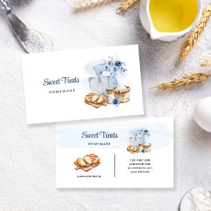 Tarjeta De Visita Panadería Artesanal Blue Mixer Casera
