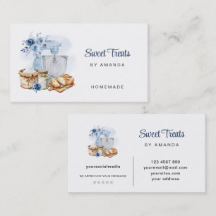 Tarjeta De Visita Panadería Artesanal Blue Mixer Casera