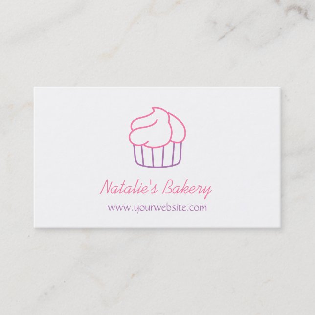 Tarjeta De Visita Panadería Artesanal de Cupcake Simple Doodle (Anverso)