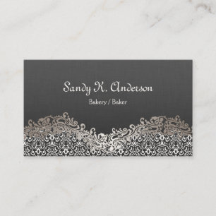 Tarjeta De Visita Panadería / Baker - Elegante Lace Damask