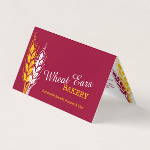 Tarjeta De Visita Panadería Bakers espigas de trigo rojas amarillas 