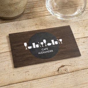 Tarjeta De Visita Panadería, bar, ambiente de café con fondo rústico