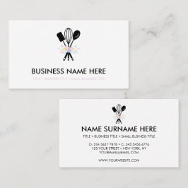 Tarjeta De Visita Panadería Blanca Mínima Cocina Pastelería Pizzería