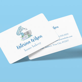 Tarjeta De Visita Panadería Blue Flower Mixer