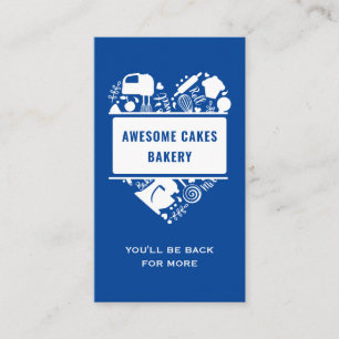 Tarjeta De Visita Panadería Blue White Baker Pasteles de galletas pa