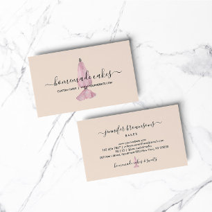 Tarjeta De Visita Panadería Blush Diseño Elegante Repostería Dulce