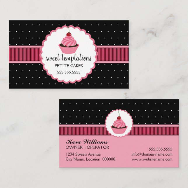Tarjeta De Visita Panadería Caprichosa Cupcake (Anverso / Reverso)