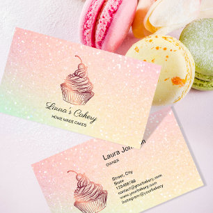 Tarjeta De Visita Panadería casera con pasteles y dulces Holograph
