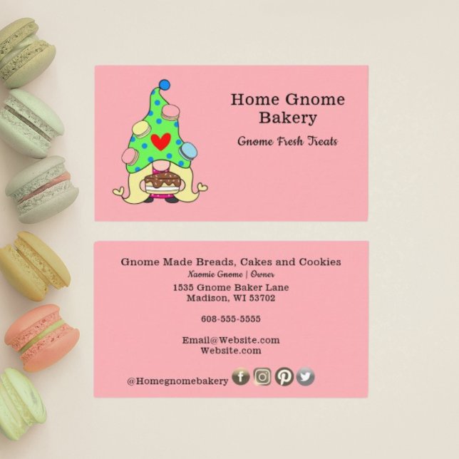 Tarjeta De Visita Panadería casera Gnome Pasteles pasteleros y dulce (Subido por el creador)