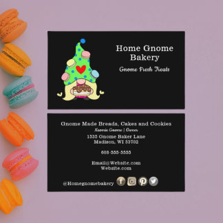 Tarjeta De Visita Panadería casera Gnome Pasteles y Tratamientos Neg