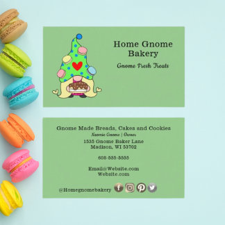 Tarjeta De Visita Panadería casera Gnome Pasteles y Tratamientos Ver
