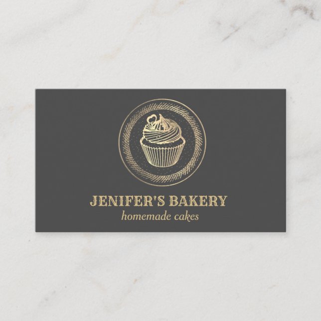 Tarjeta De Visita Panadería casera moderna de Relieve metalizado dor (Anverso)