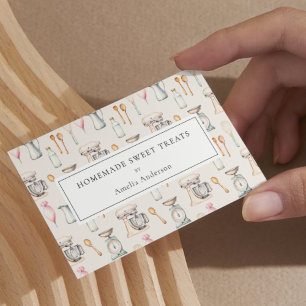 Tarjeta De Visita Panadería casera Pastel Pastel rosa Cocina Utensil