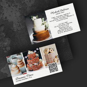 Tarjeta De Visita Panadería/Chef/Catering 4-Fotos Código QR Fuente M