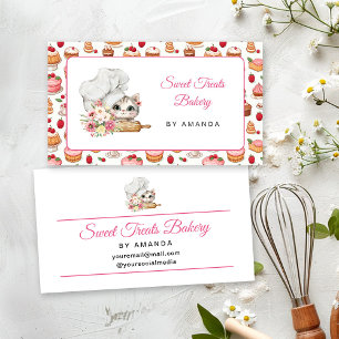 Tarjeta De Visita Panadería Chef Kitten Rosa