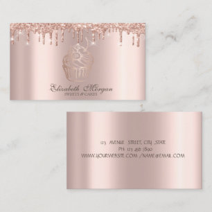 Tarjeta De Visita Panadería Chic Cupcake Rose Gold Drips