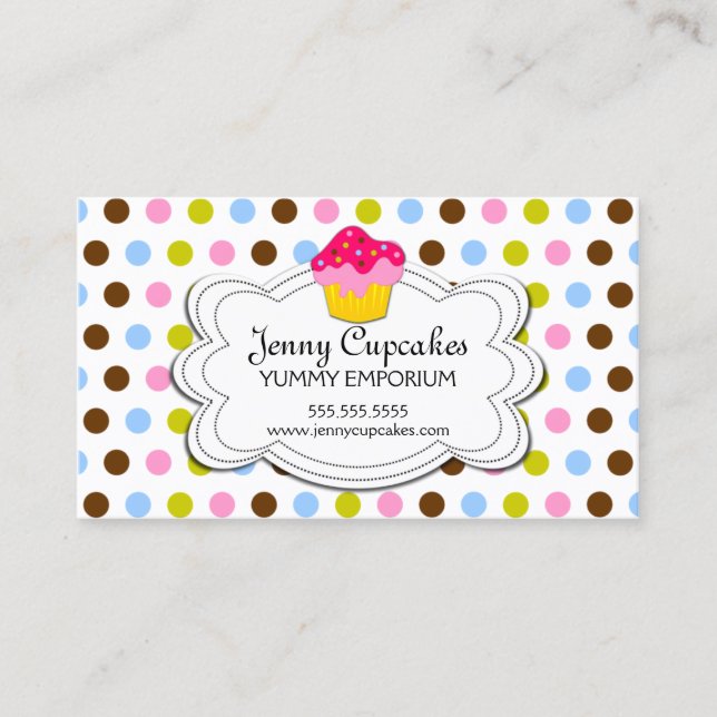 Tarjeta De Visita Panadería colorida de la magdalena (Anverso)