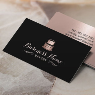 Tarjeta De Visita Panadería con el logotipo del pastel de oro Rosa C