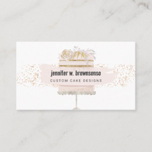 Tarjeta De Visita Panadería con flores de pastel y pastelería
