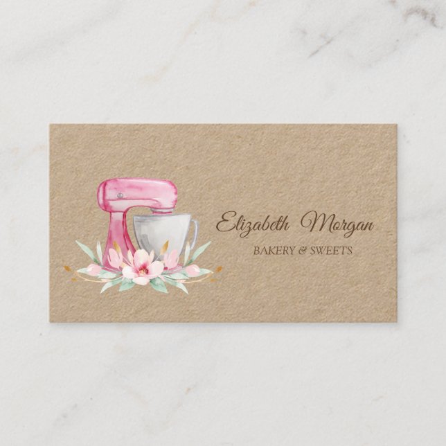 Tarjeta De Visita Panadería con flores para pasteles (Anverso)