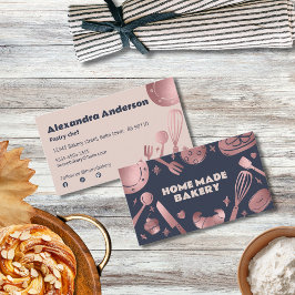 Tarjeta De Visita Panadería con utensilios para hacer pan de oro Ros