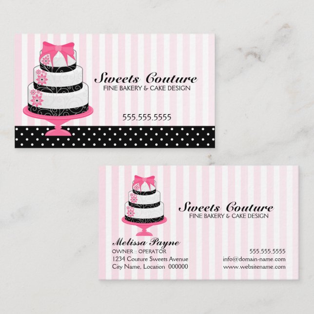Tarjeta De Visita Panadería Couture Cakes Personalizados (Anverso / Reverso)