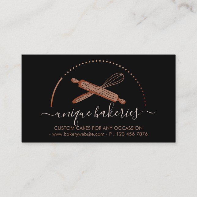 Tarjeta De Visita Panadería creadora de pasteles Black Circle (Anverso)