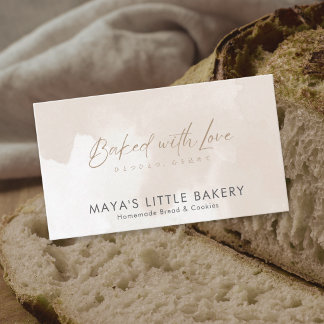 Tarjeta De Visita Panadería de Acuarela Beige Simple y Elegante