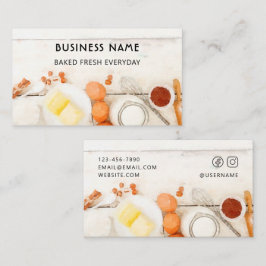 Tarjeta De Visita Panadería de acuarela blanca y moderna