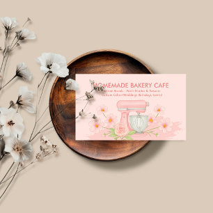 Tarjeta De Visita Panadería de acuarela de doble color rosa claro