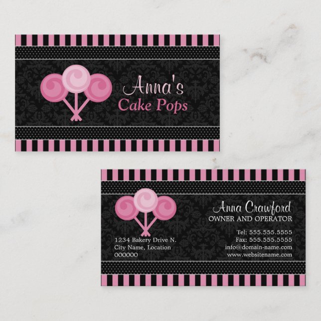 Tarjeta De Visita Panadería de Cake Pops (Anverso / Reverso)