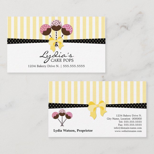 Tarjeta De Visita Panadería de Cake Pops (Anverso / Reverso)
