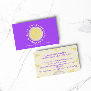 Tarjeta De Visita Panadería de Cheesecake de Pastelería Bonita Púrpu