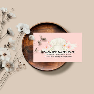 Tarjeta De Visita Panadería de Chef de Repostería Rosa a la acuarela