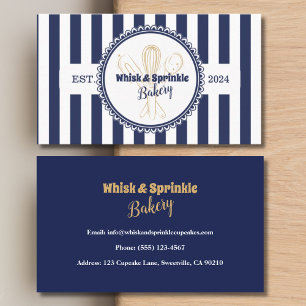 Tarjeta De Visita Panadería de cocina de Navy & Gold Whisk