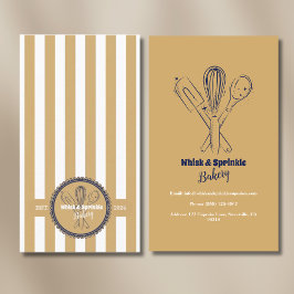 Tarjeta De Visita Panadería de cocina de Navy & Gold Whisk